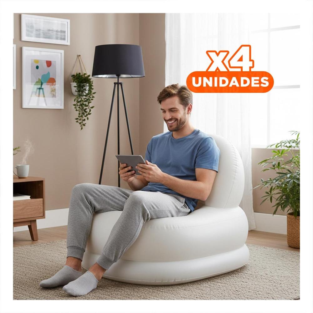 Pack4 Mueble Inflable Blanco para Casa Practico y Confortable
