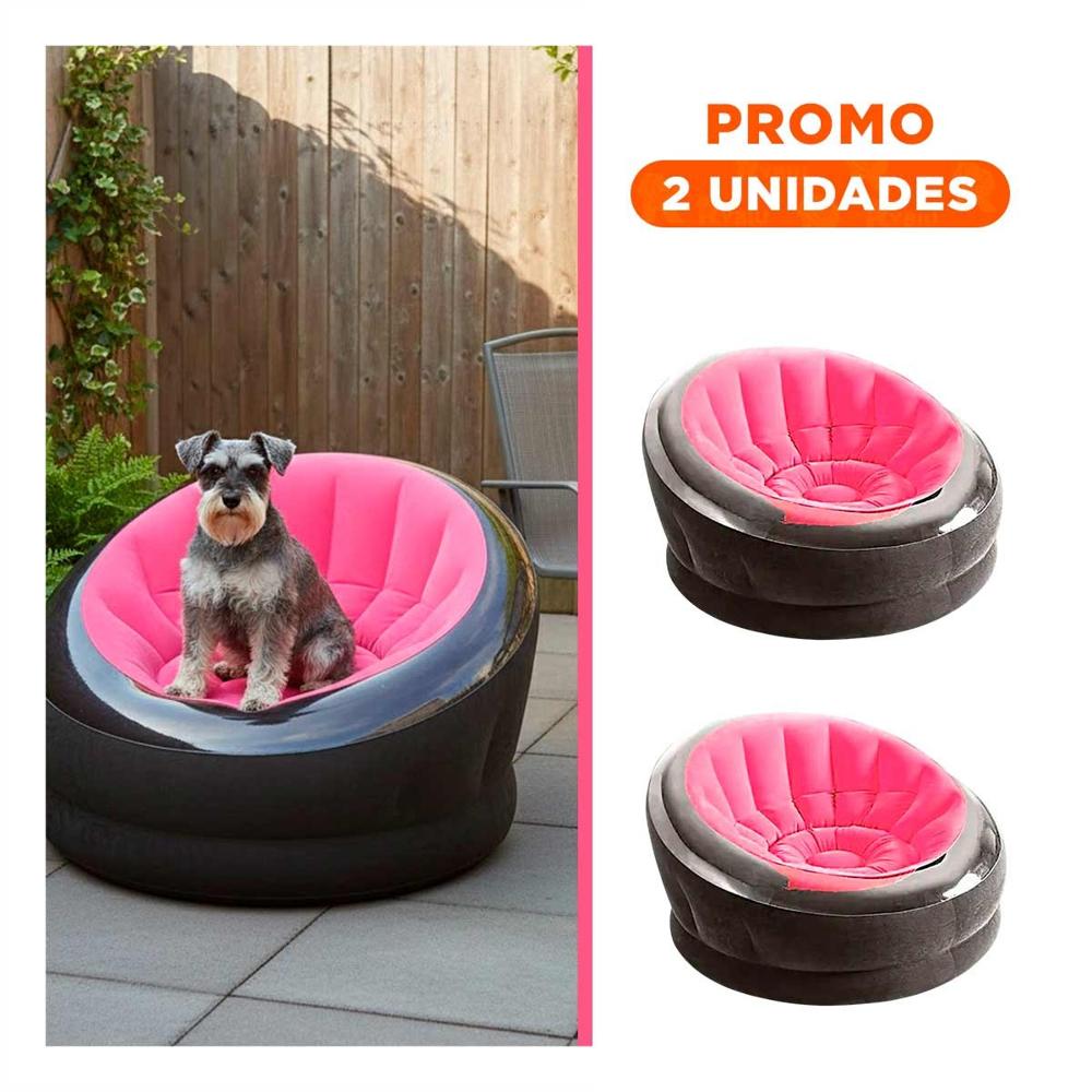Pack2 Sofa Inflable Rosado para Ambientes del Hogar con Uso Versatil