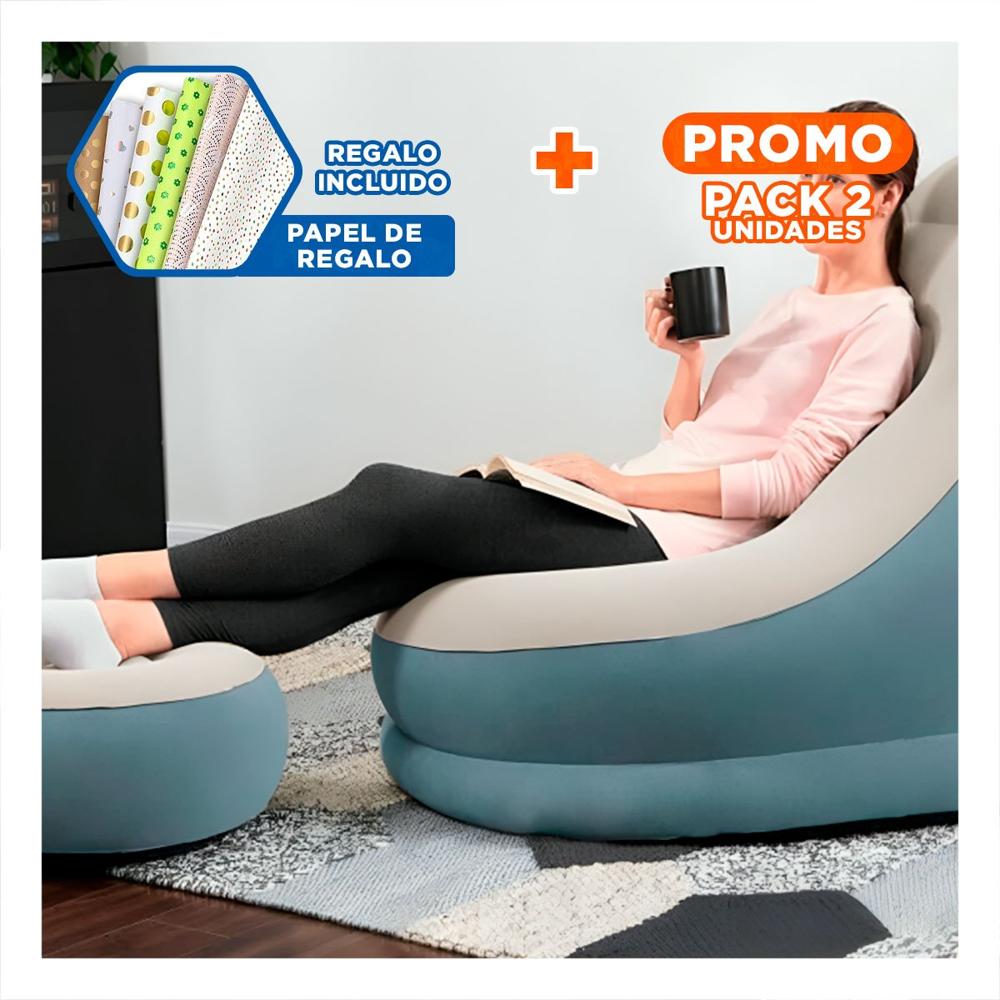 Pack2 Sofa Multifuncional Inflable para Relax en Interior o Exterior Y+Papel Regalo