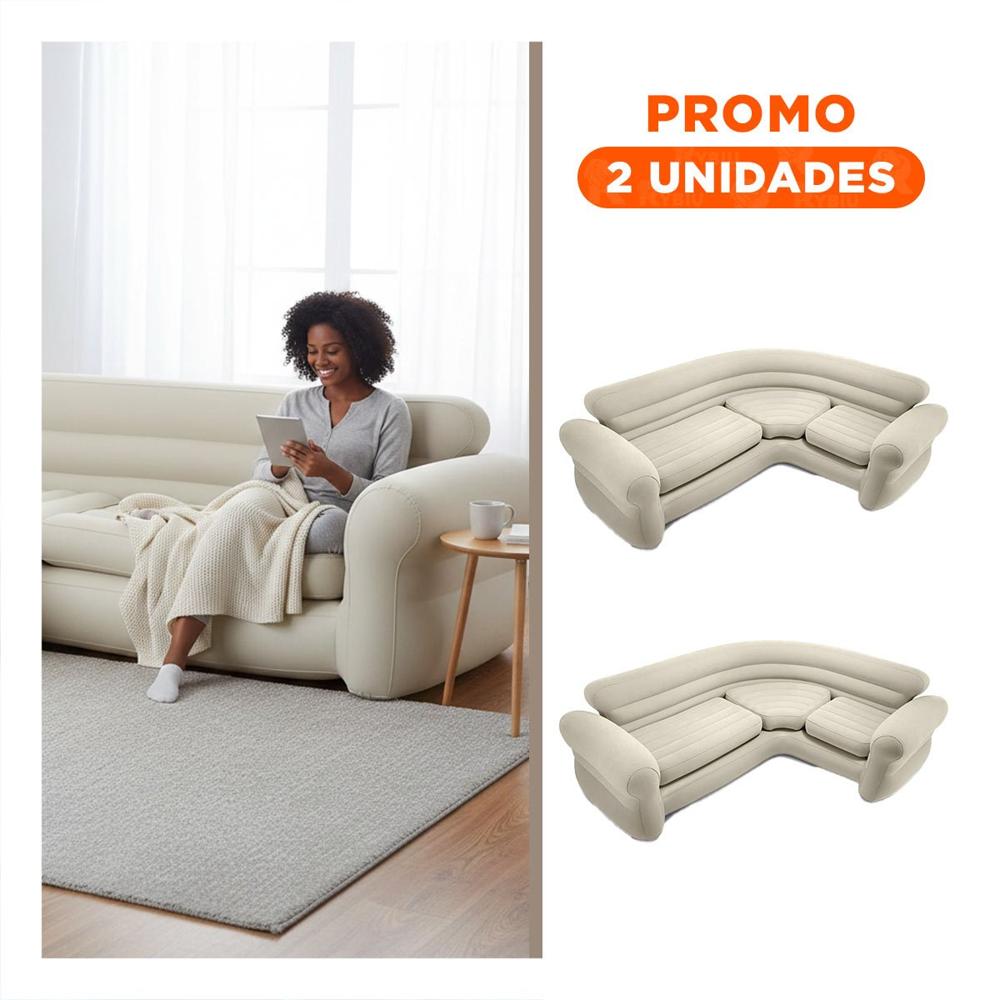 Pack2 Sofa Comodo Inflable para Sala y Terraza con Uso Familiar