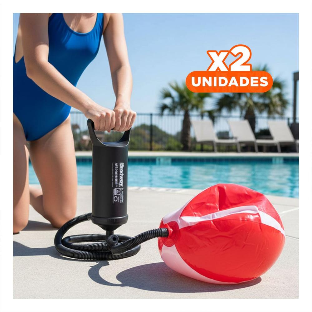 Pack2 Bomba de Mano 30cm y Compacta para Fiesta y Diversion Y+Regalo Sticker