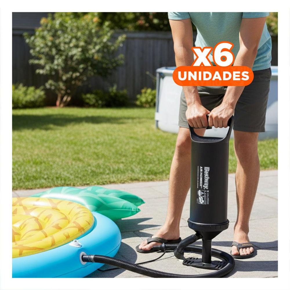 Pack6 Soplador Manual Compacto Negro 36 cm para Globos y Juegos Inflables Y+Regalo Sticker