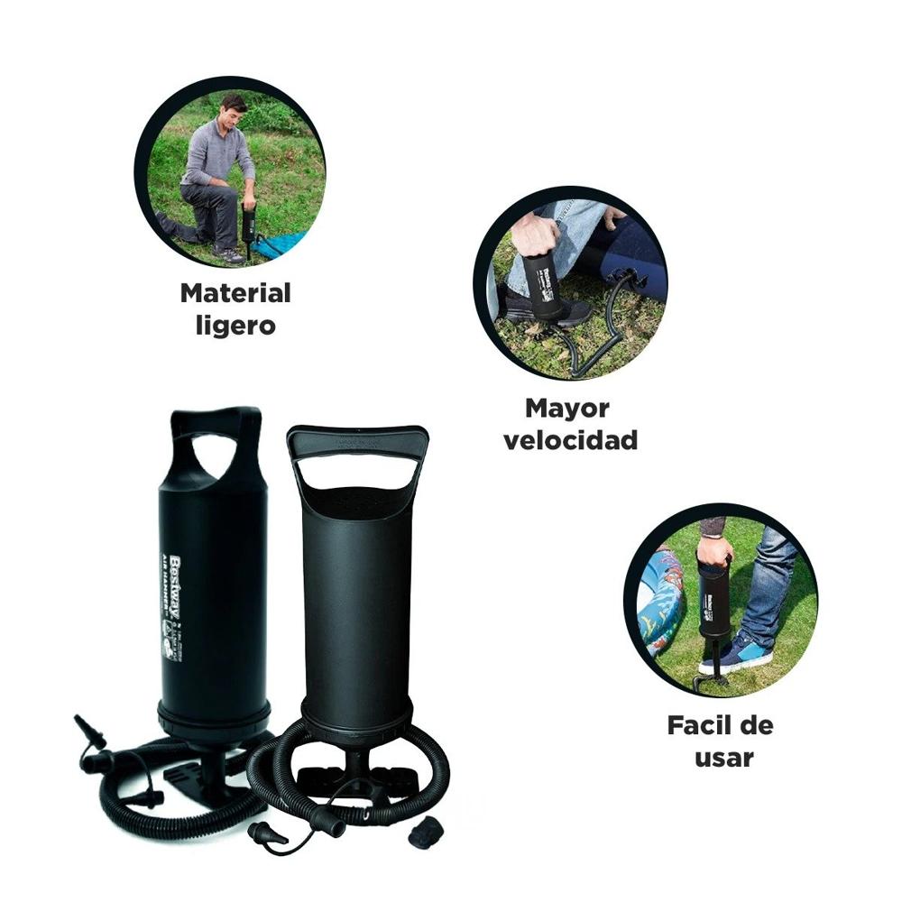 Inflador de Mano Manual Negro 36 cm para Globos y Juegos Inflables Y+Papel Regalo