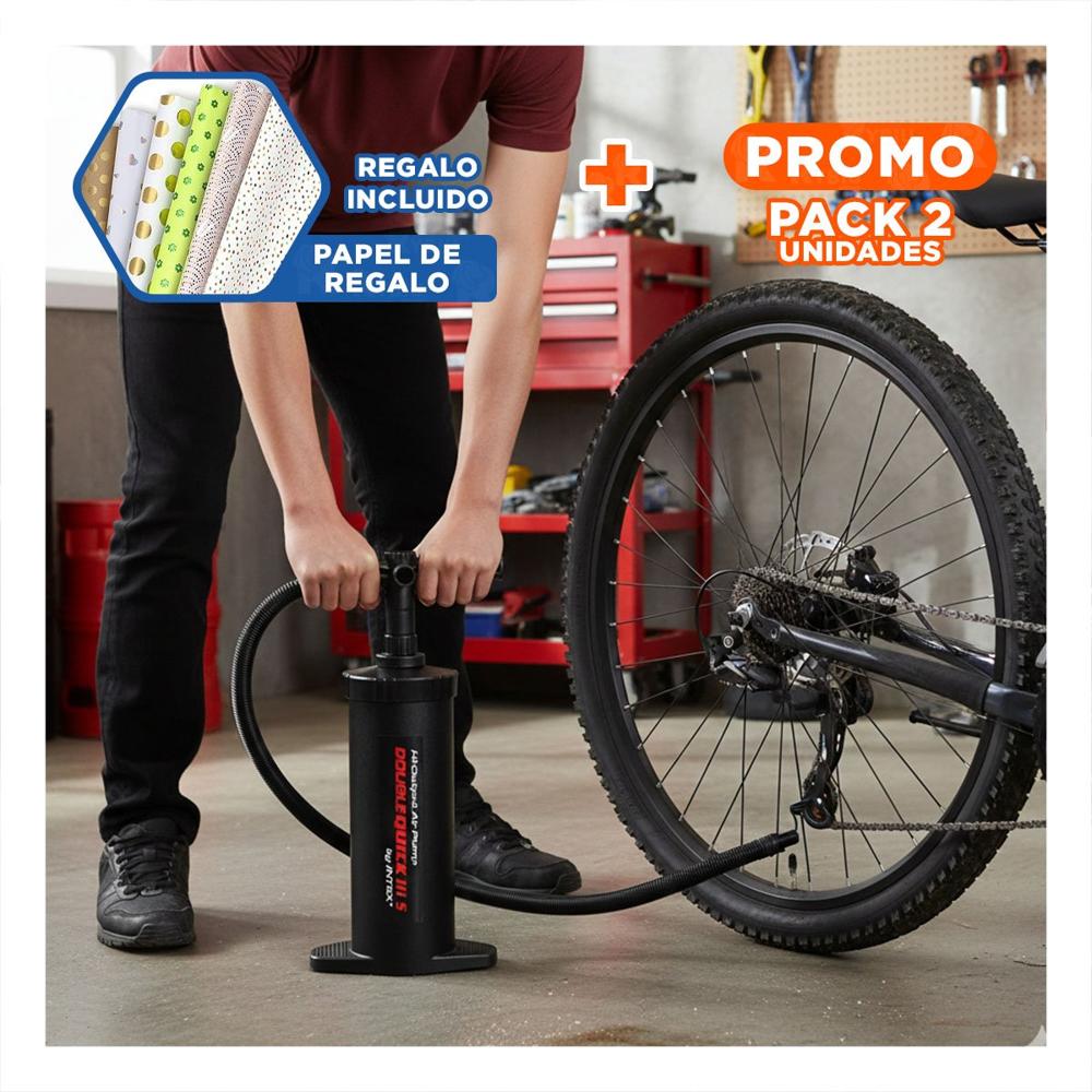 Pack2 Bomba Portatil 15 Pulgadas con Aguja para Inflables y Flotadores Negro Y+Papel Regalo