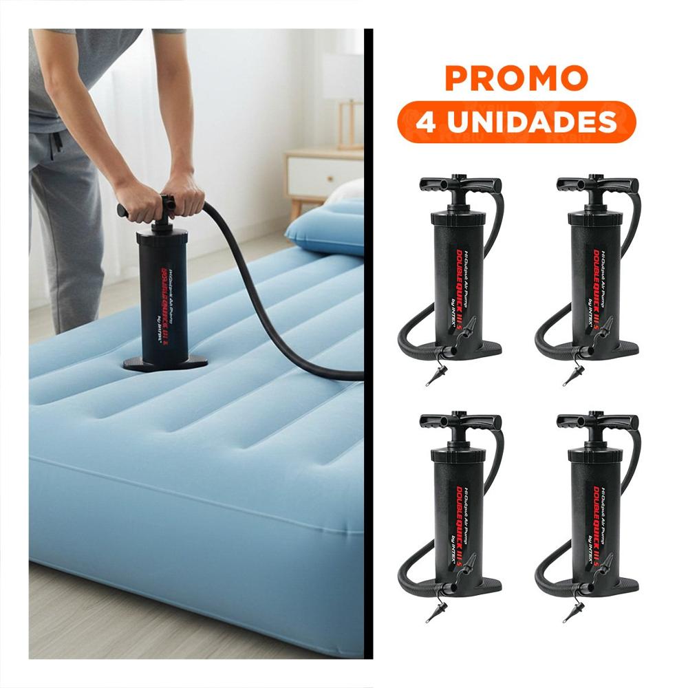 Pack4 Compresor Manual 15 Pulgadas con Aguja para Piscina y Flotadores Negro Y+Regalo Sticker