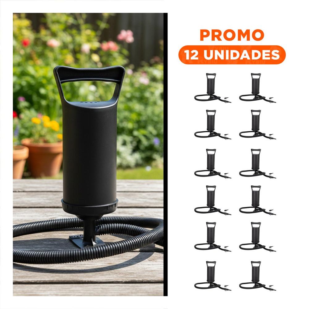 Pack12 Inflador de Aire de Mano 14 Pulgadas para Piscina y Camping Negro Y+Regalo Sticker