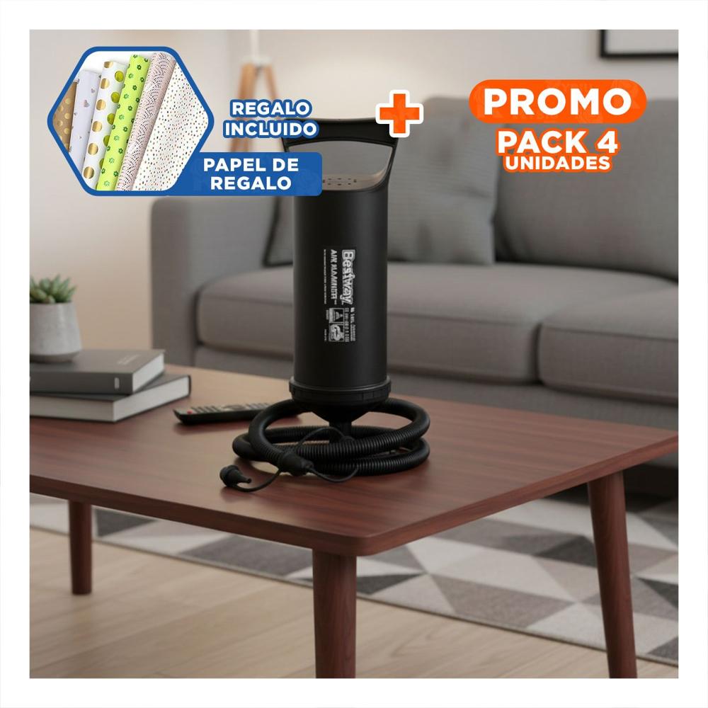 Pack4 Bomba de Aire Compacta Negro 36 cm para Globos y Celebraciones Y+Papel Regalo