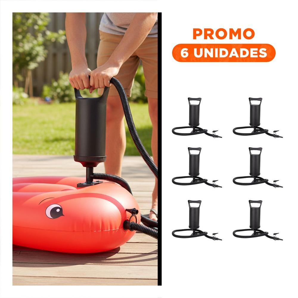 Pack6 Soplador Portatil de Mano 14 Pulgadas para Globos y Juegos de Agua Negro