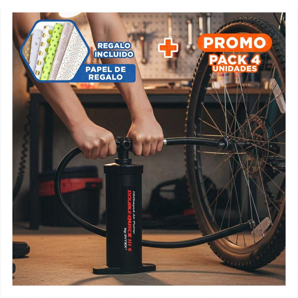 Pack4 Bomba Practica 15 Pulgadas con Aguja para Globos Negro Y+Papel Regalo