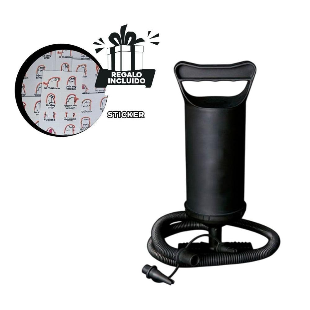 Inflador Portatil de Mano 14 Pulgadas para Colchones y Piscina en Negro Y+Regalo Sticker