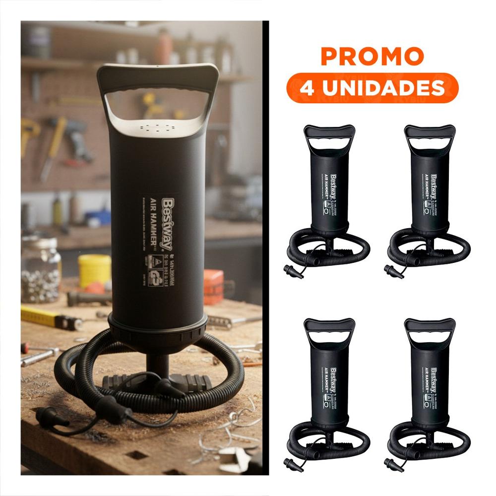 Pack4 Soplador Manual de Aire Negro 36 cm para Globos y Decoracion Y+Regalo Sticker