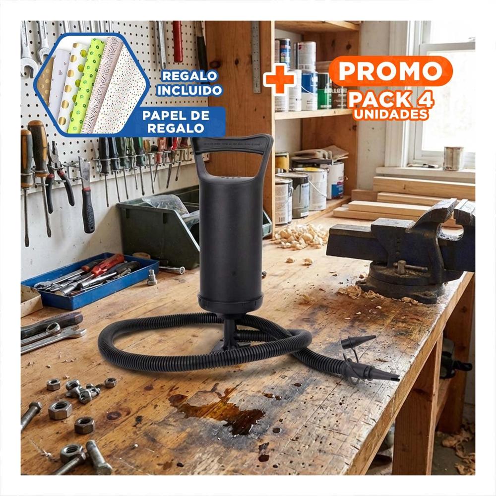 Pack4 Bomba de Aire Resistente 14 Pulgadas para Camping y Piscina en Negro Y+Papel Regalo