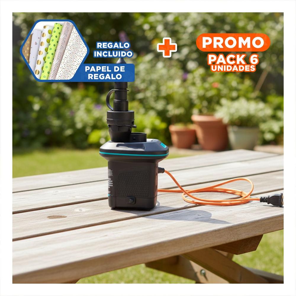 Pack6 Inflador Electrico Eficiente para Globos y Articulos de Playa Y+Papel Regalo