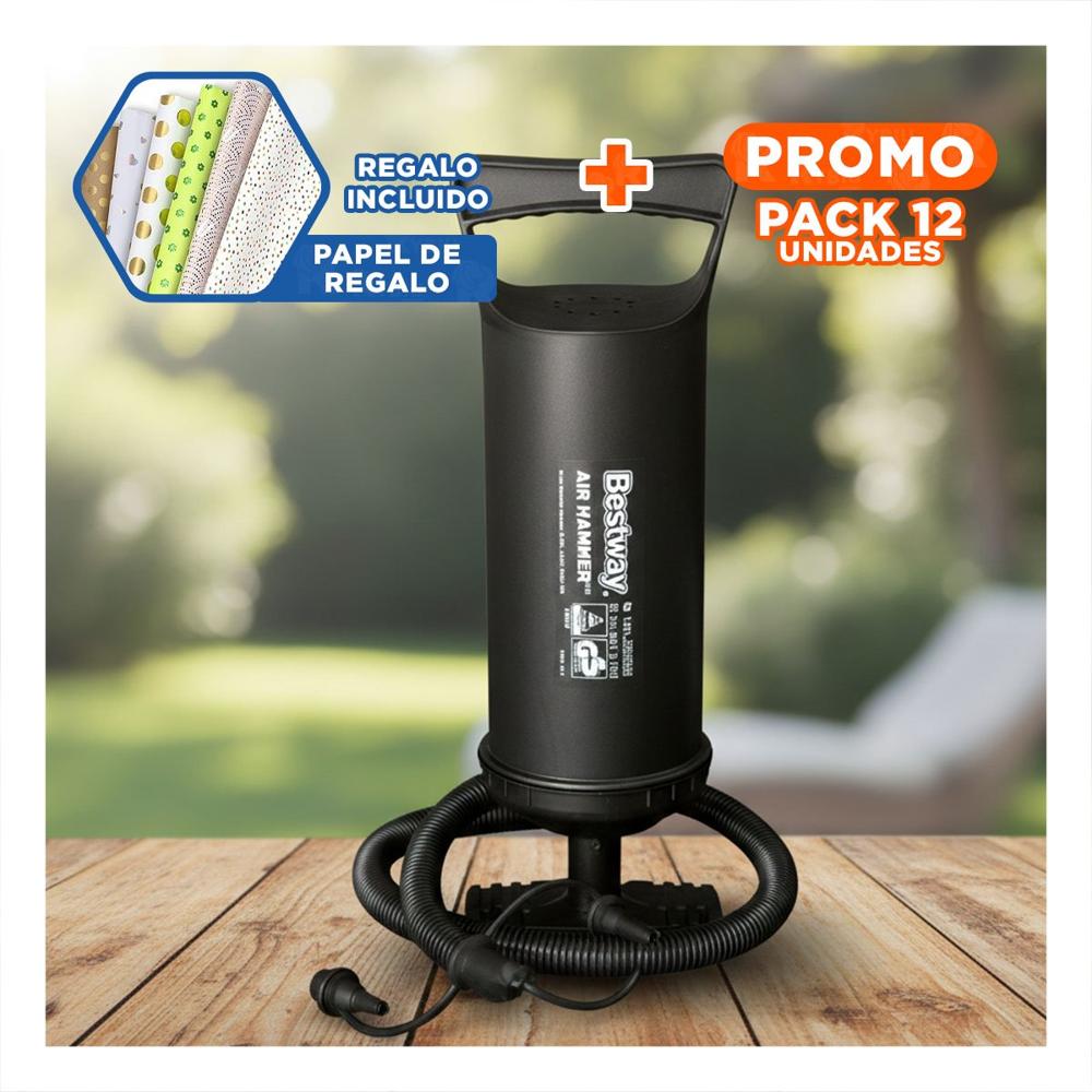 Pack12 Compresor Manual Negro 36 cm para Globos y Articulos Inflables Y+Papel Regalo