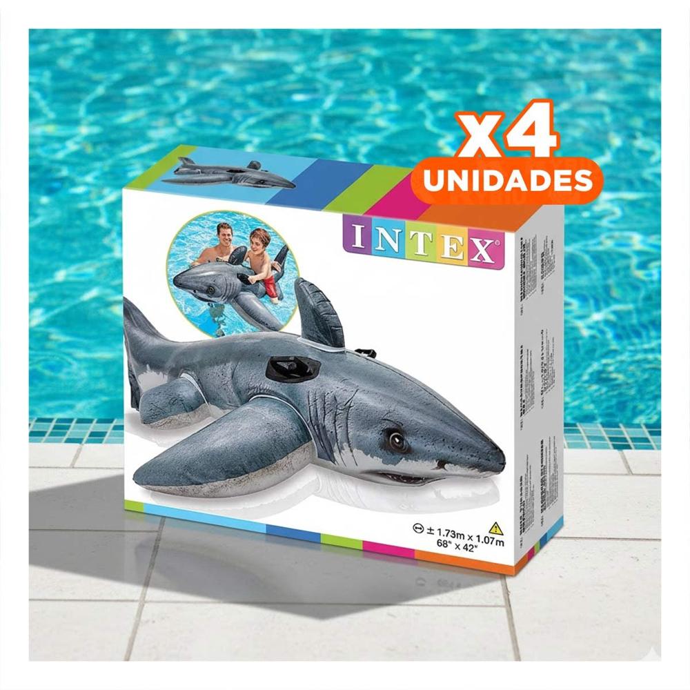 Pack4 Flotador Acuatico Tiburon 173 x 107 cm para Juegos