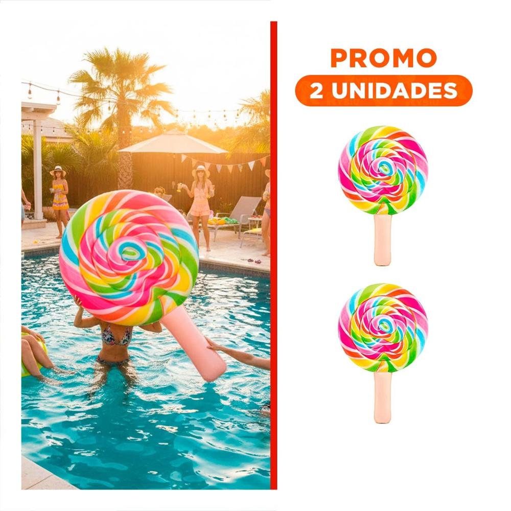Pack2 Flotador Grande Divertido Paleta Caramelo 208 x 135 cm para Piscina Infantil