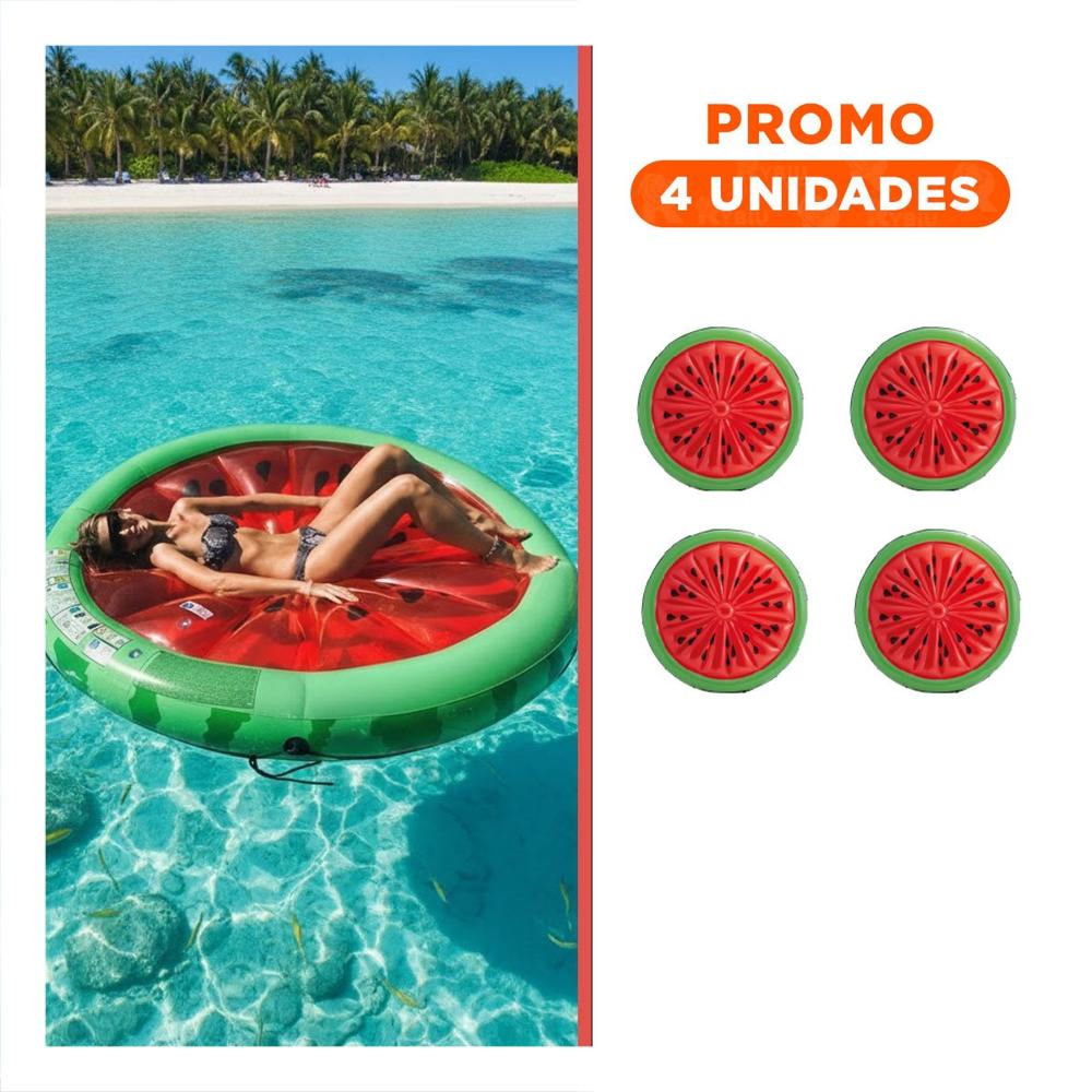 Pack4 Salvavidas Flotante Sandia 183 x 23 cm Comodo Y+Regalo Sticker
