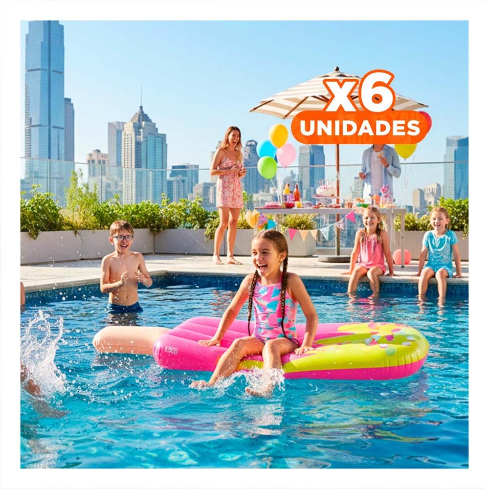 Pack6 Inflable Acuatico Ligero Paleta Pink para Juegos en Agua Y+Regalo Sticker