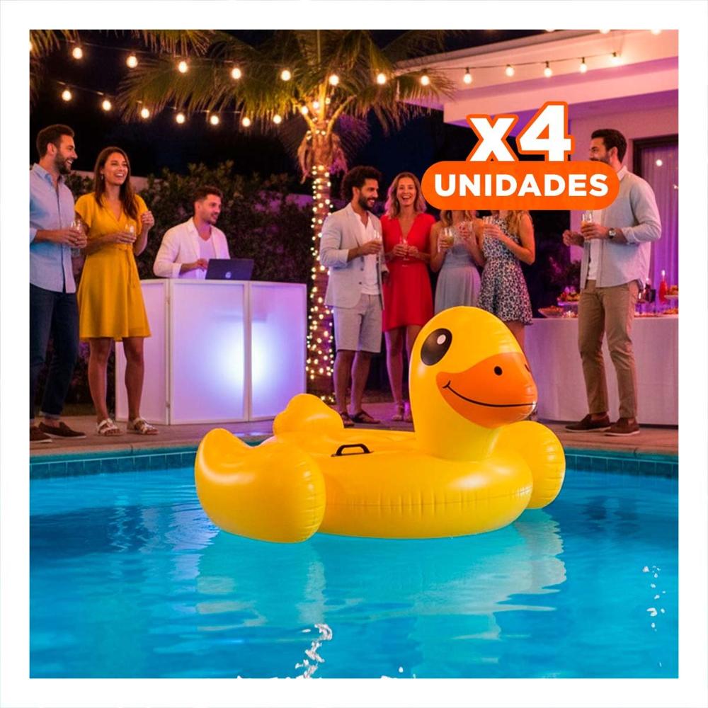 Pack4 Colchoneta Inflable Divertida Pato 147 x 147 x 81 cm para Piscina