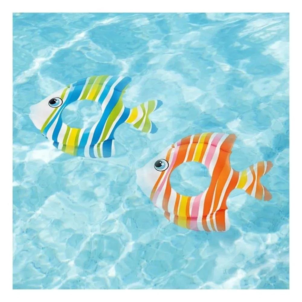 Flotador Grande Divertido Celeste Pez Rayado 83 x 81 cm para Piscina Infantil Y+Ligas Regalo