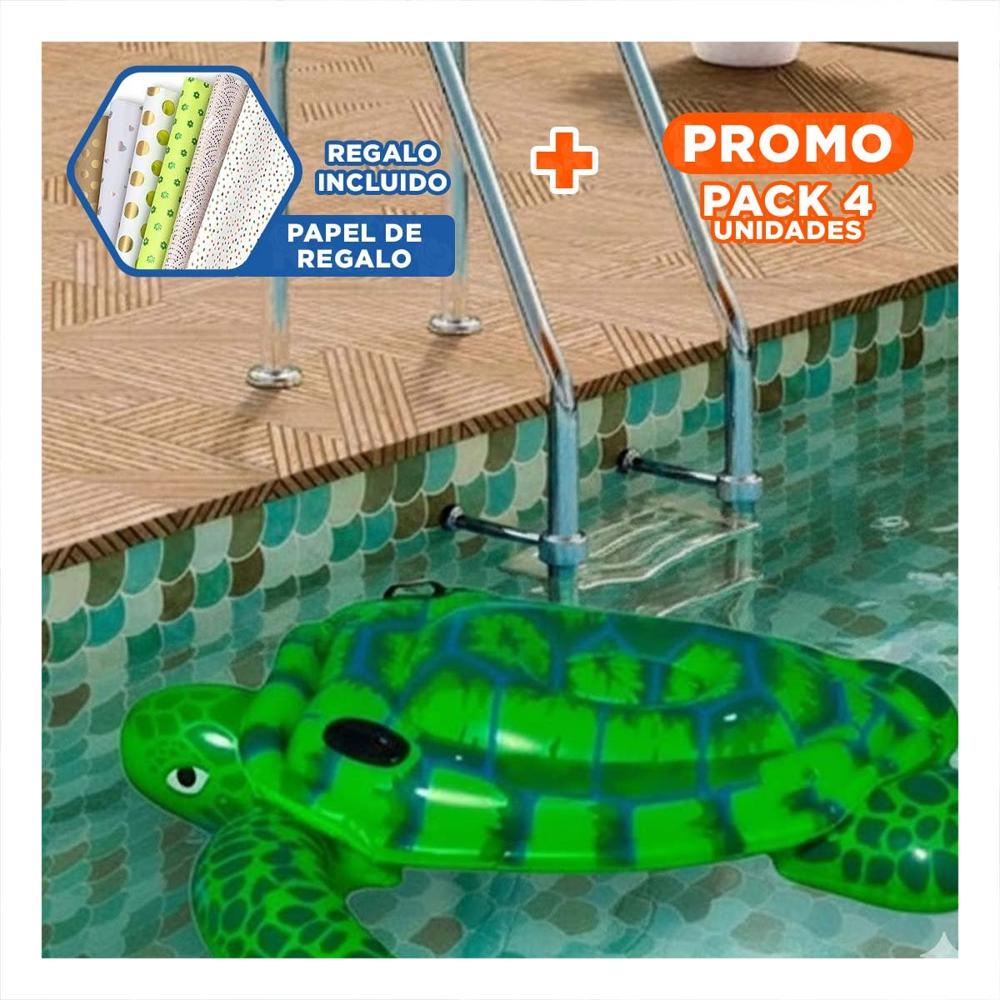 Pack4 Colchoneta Acuatica Tortuga Verde 150 x 127 cm para Juegos Y+Papel Regalo