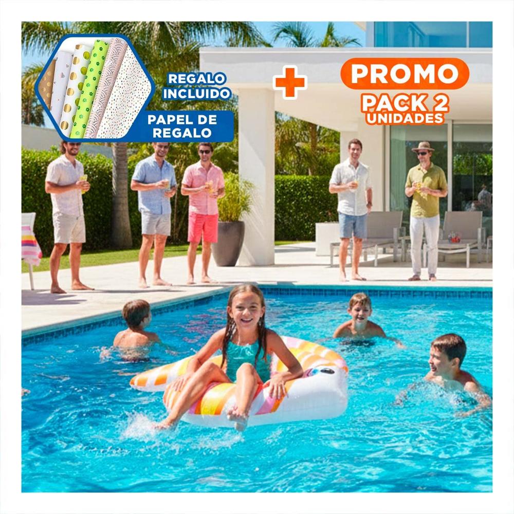 Pack2 Inflable Divertido Anaranjado Pez Rayado 83 x 81 cm para Piscina Infantil Y+Papel Regalo