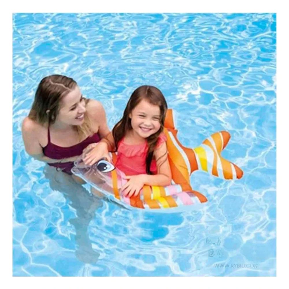 Flotador Grande Divertido Anaranjado Pez Rayado 83 x 81 cm para Piscina Infantil Y+Ligas Regalo