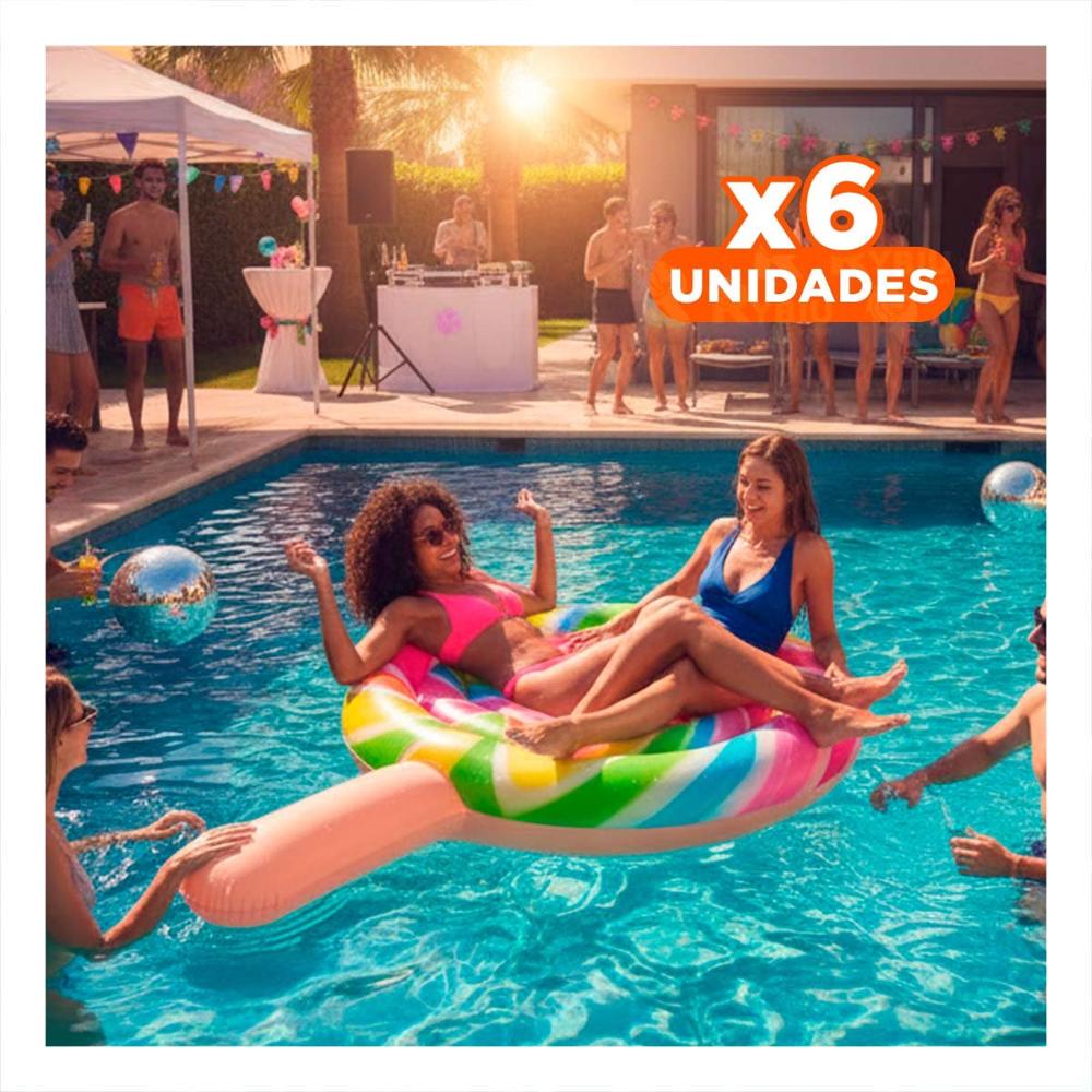 Pack6 Flotante Inflable Divertido Paleta Caramelo 208 x 135 cm para Piscina Y+Regalo Sticker