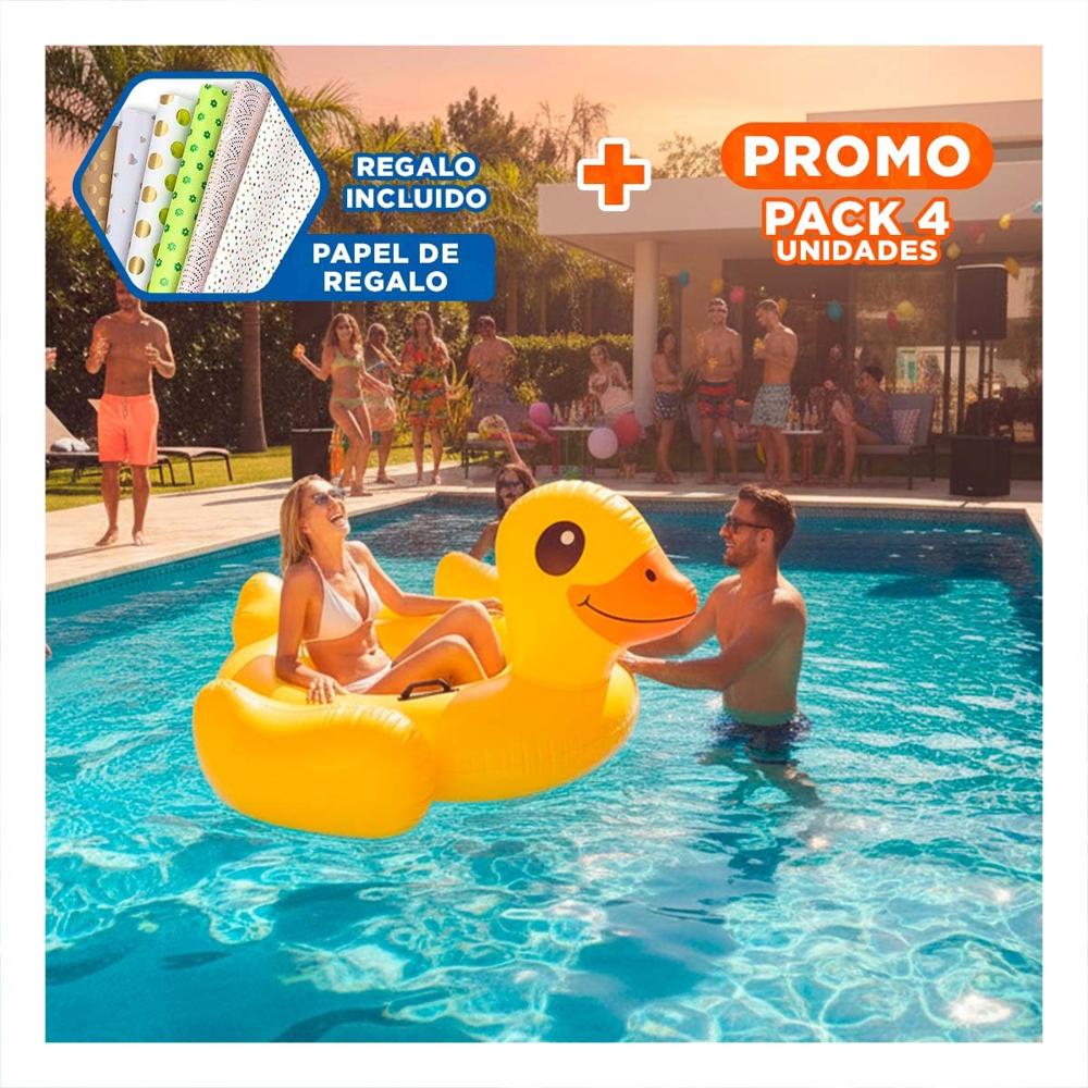 Pack4 Colchoneta Acuatica Grande Pato 147 x 147 x 81 cm para Juegos en Agua Y+Papel Regalo