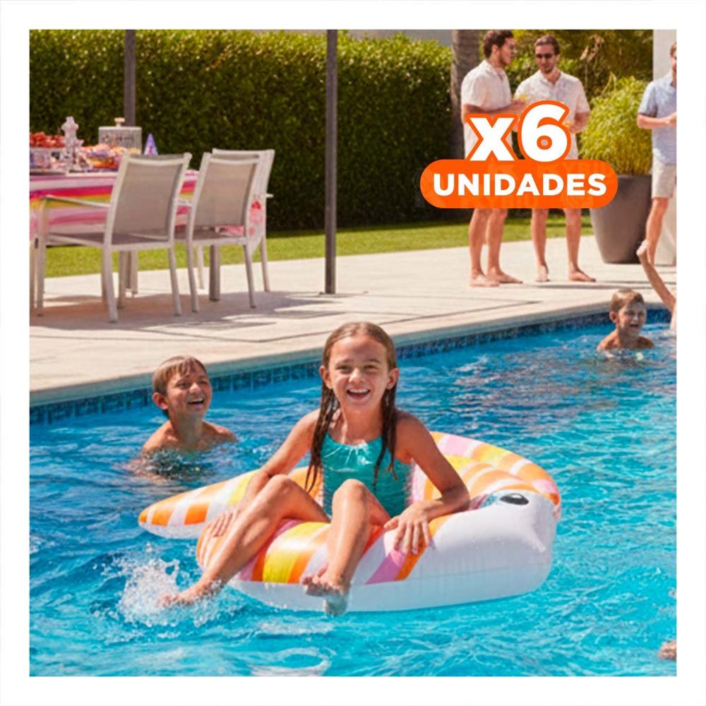 Pack6 Flotante Seguro Anaranjado Pez Rayado 83 x 81 cm para Piscina Infantil Y+Regalo Sticker