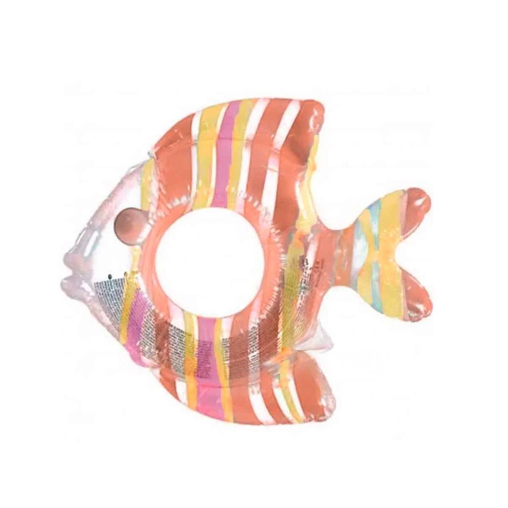 Flotador Inflable Divertido Anaranjado Pez Rayado 83 x 81 cm para Piscina Y+Papel Regalo