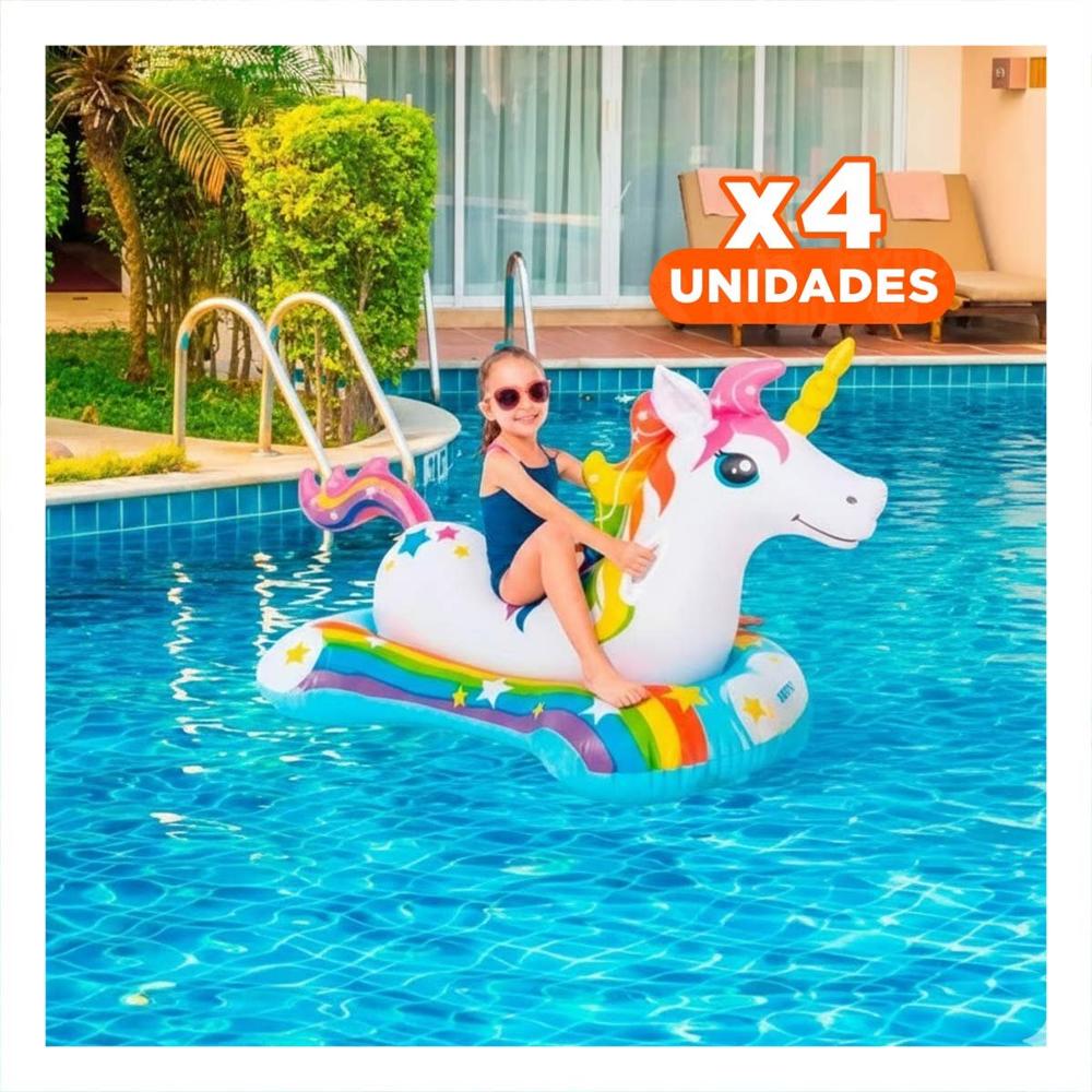 Pack4 Colchoneta Inflable Unicornio 163 x 86 cm para Piscina