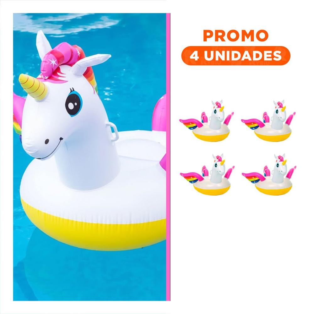 Pack4 Flotador Acuatica Unicornio 201 x 140 x 97 cm para Juegos Y+Regalo Sticker