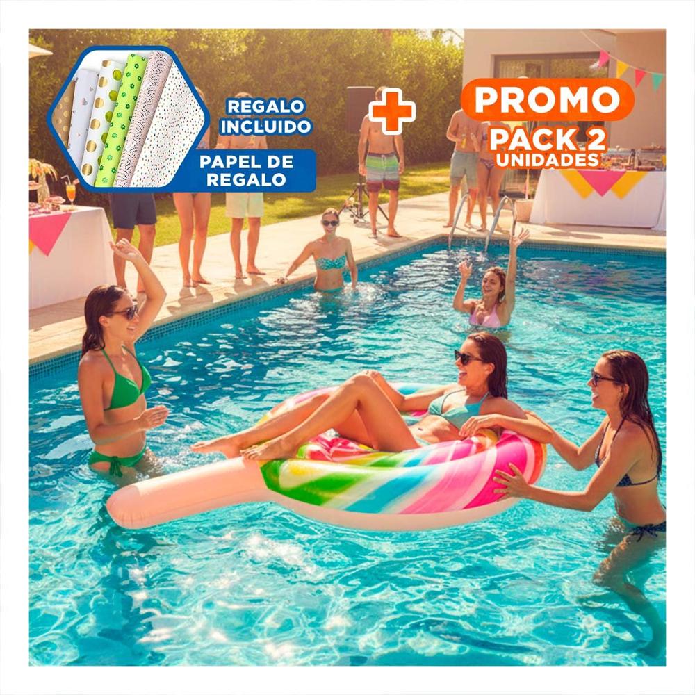 Pack2 Flotador Flotante Ligero Paleta Caramelo 208 x 135 cm para Niños Y+Papel Regalo
