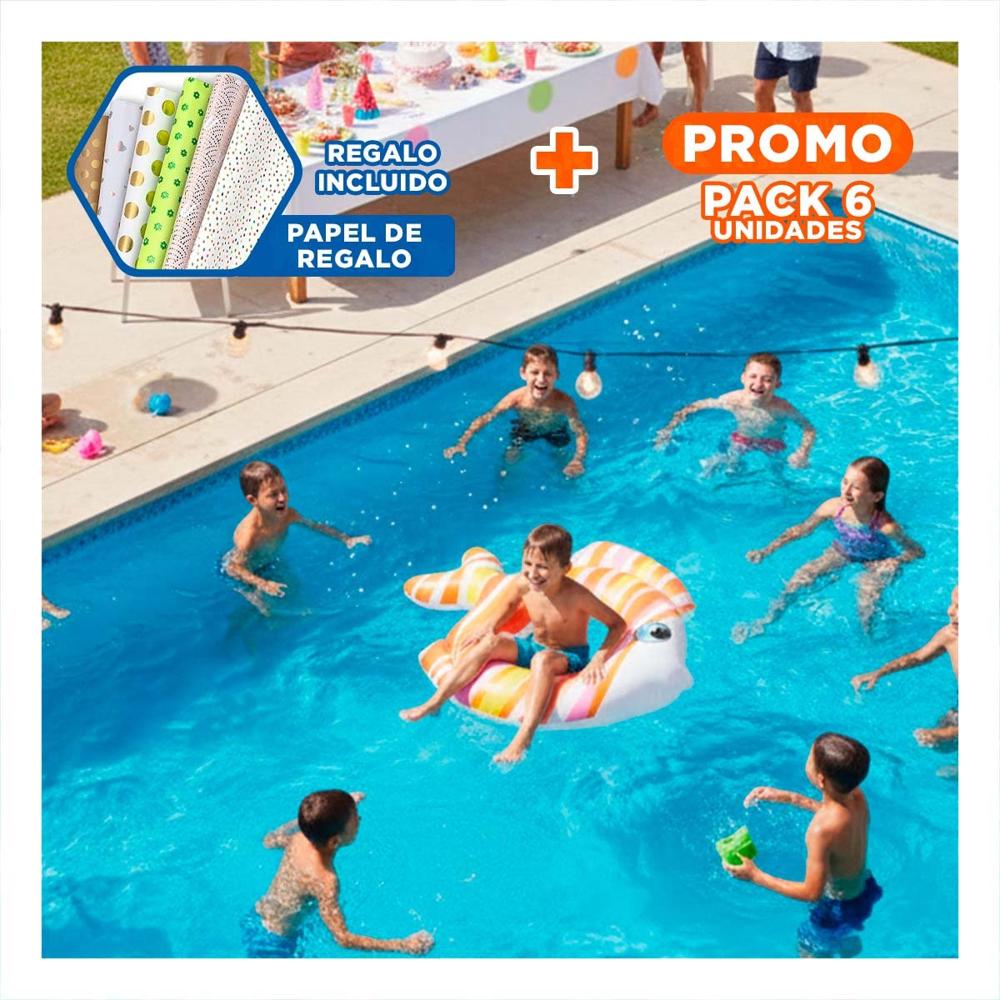 Pack6 Flotante Acuatico Comodo Anaranjado Pez Rayado 83 x 81 cm para Juegos Y+Papel Regalo