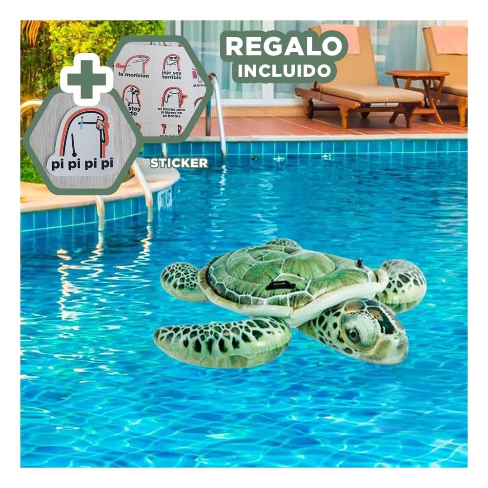 Colchoneta Inflable Tortuga 150 x 127 cm para Piscina Y+Regalo Sticker