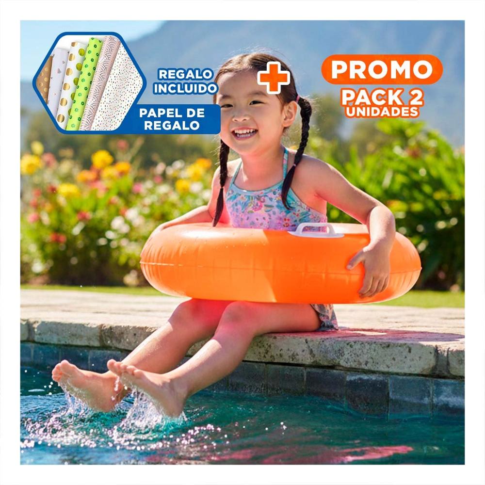Pack2 Flotador con Asa Anaranjado 76 cm Acuatico para Piscina y Juegos Y+Papel Regalo