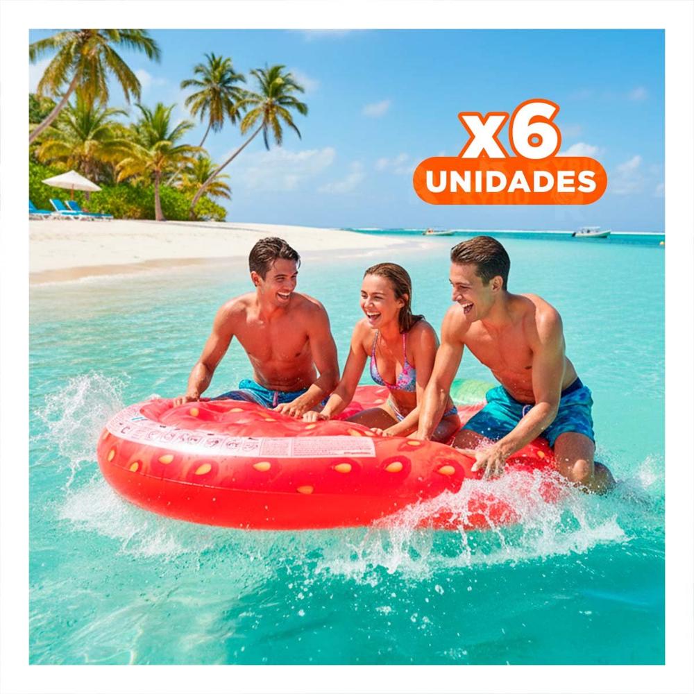 Pack6 Juguete Flotante Isla De Fresas 137 x 132 cm Seguro para Piscina Y+Regalo Sticker