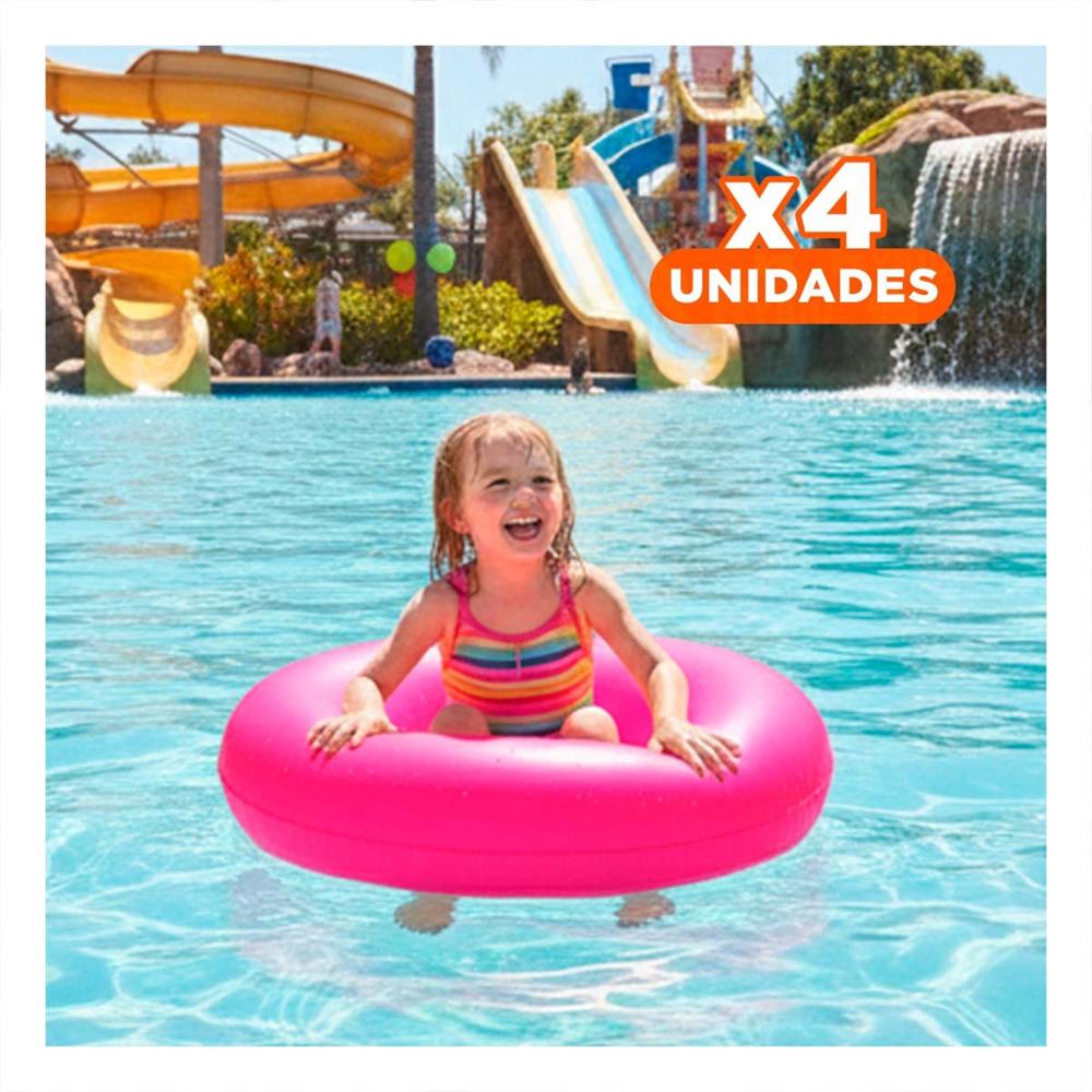 Pack4 Flotador Infantil Neon 91 cm Ligero Divertido y Seguro Rosado Neon para Piscina