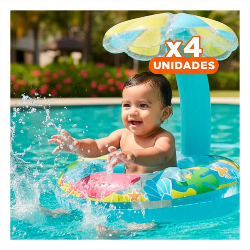 Pack4 Flotador de Flor Celeste Resistente y Seguro para Juegos