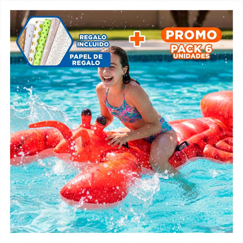 Pack6 Juguete Inflable Langosta 213 x 137 cm Colorido para Niños Y+Papel Regalo