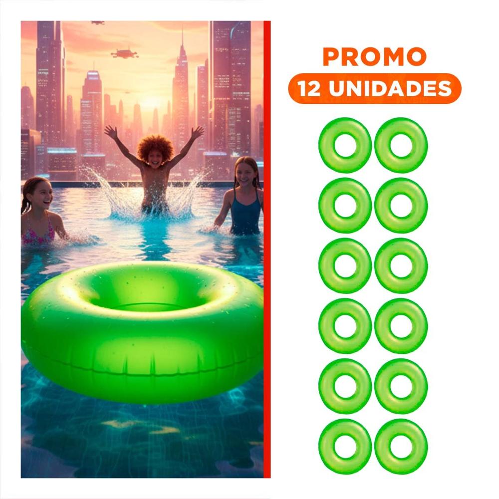 Pack12 Flotante Acuatico Neon Verde 91 cm Comodo para Juegos Y+Regalo Sticker