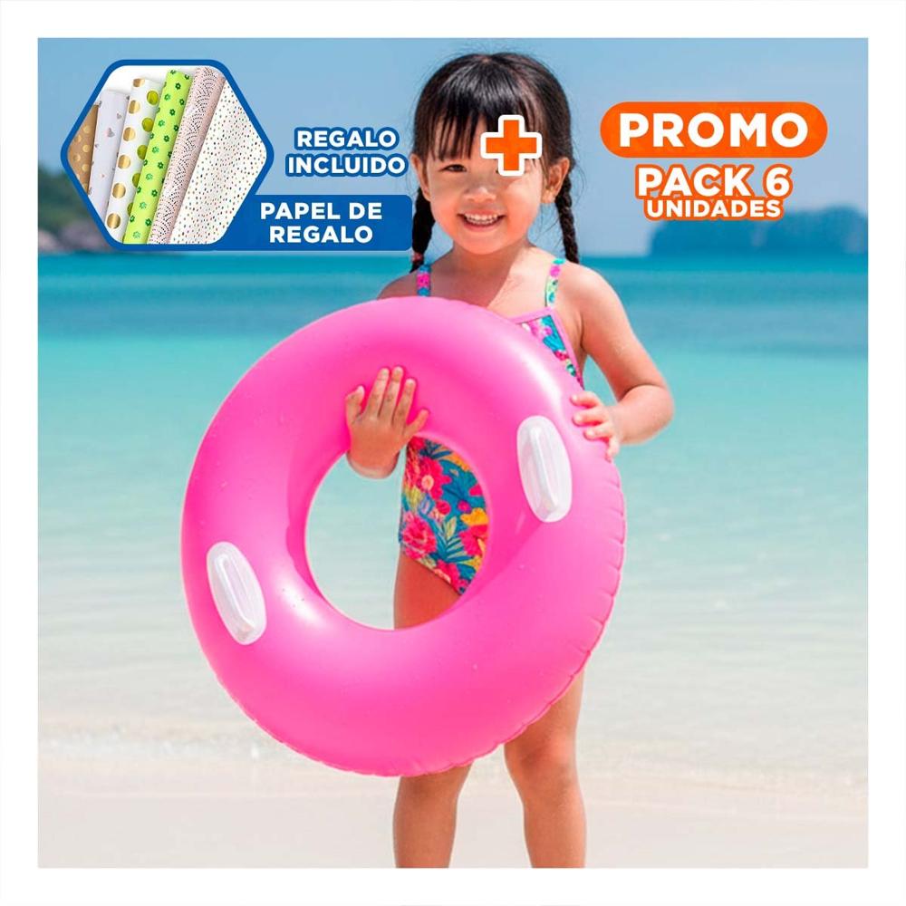 Pack6 Juguete con Asa Fucsia 76 cm Colorido y Seguro para Juegos en Piscina Y+Papel Regalo