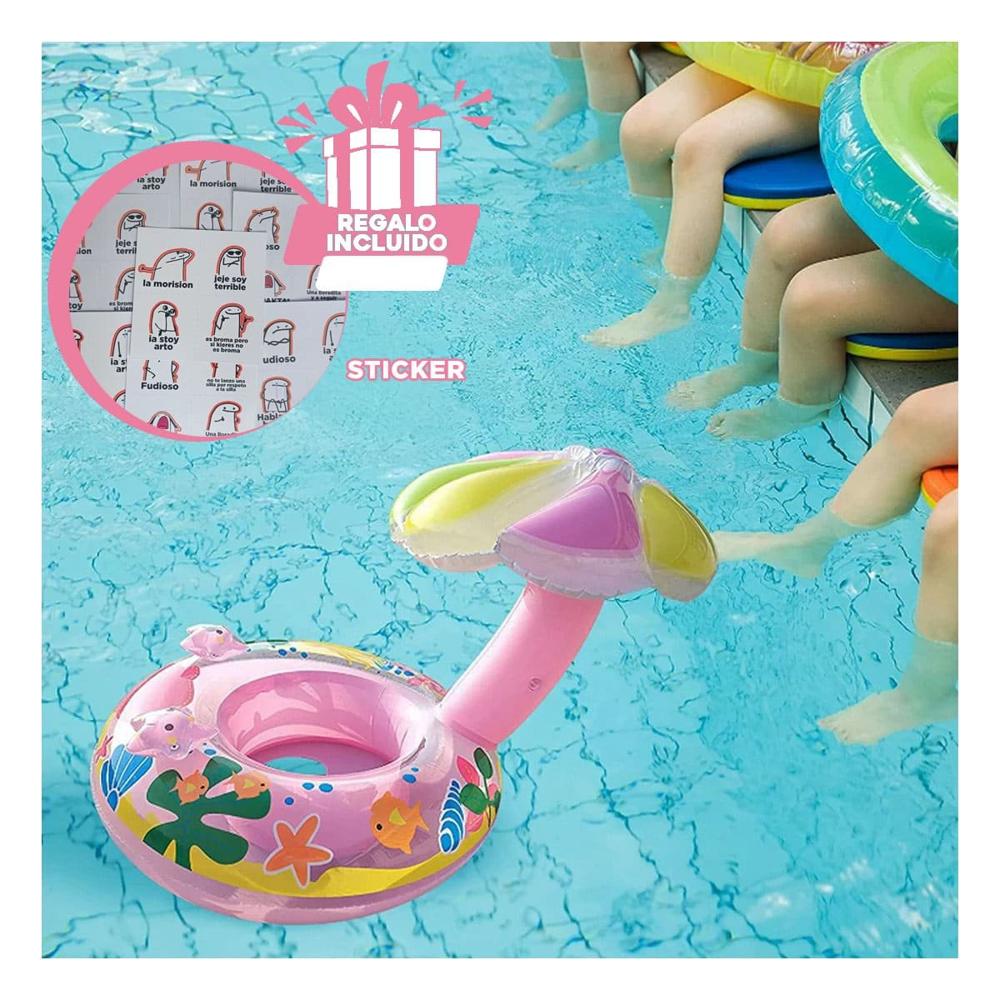 Colchoneta de Flor Rosado Acuatica y Divertida para Piscina Y+Regalo Sticker