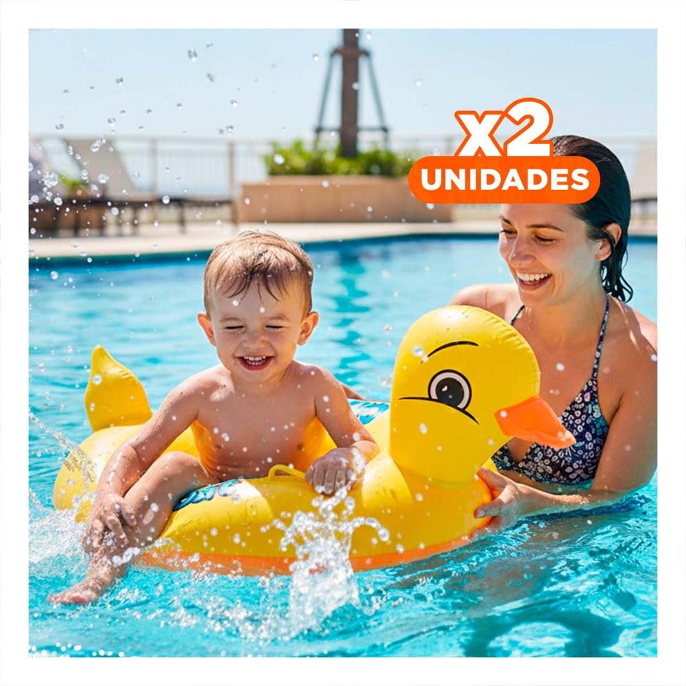 Pack2 Flotante Inflable Pato 31 x 24 cm Ligero para Niños Y+Regalo Sticker