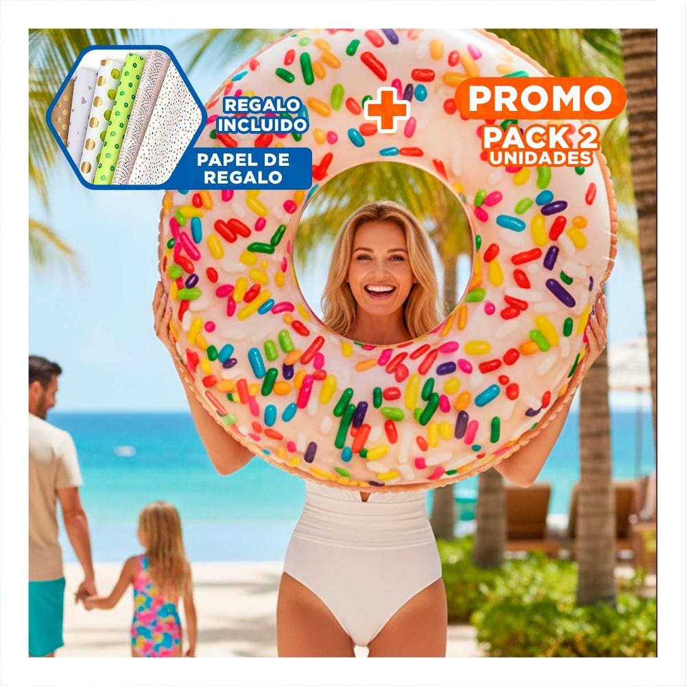 Pack2 Flotante Acuatico Donal Sprint 114 cm Comodo para Juegos en Agua Y+Papel Regalo