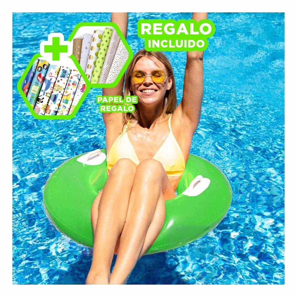 Pack2 Flotador con Asa Verde 76 cm Acuatico y Colorido para Piscina y Juegos Y+Papel Regalo