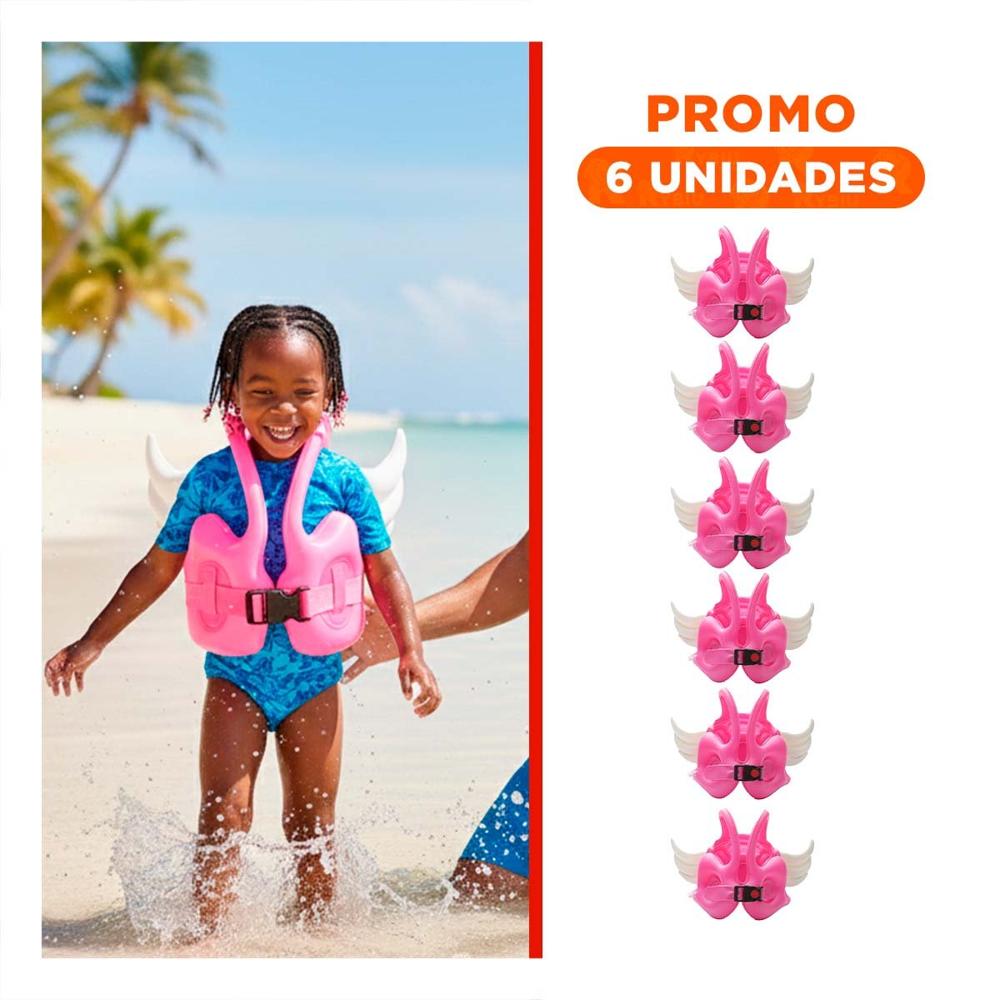 Pack6 Juguete con Alas Rosado Divertido y Seguro para Niños en Piscina