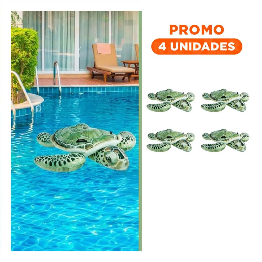 Pack4 Flotador Animal Tortuga 150 x 127 cm Comodo Y+Regalo Sticker