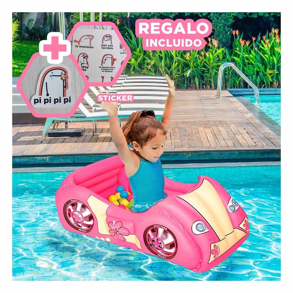 Piscina 119x79x51 cm de Bolas Hinchable Infantil Coche de Carrera para Ninos Y+Regalo Sticker